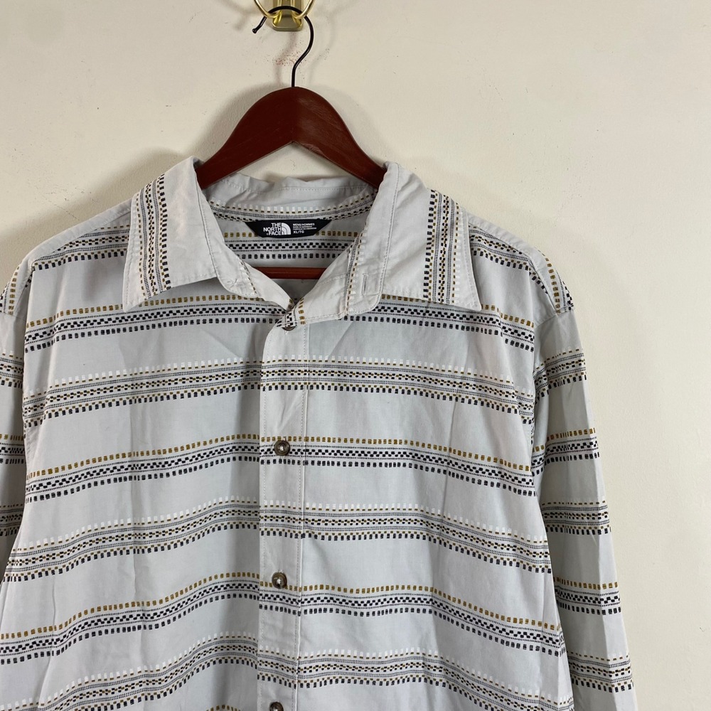 The North Face Button Down Long Sleeve Shirt Striped Mens XL Lightweight Western